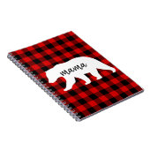 Modern Red Pläd and White Mama Bear Gift Notizblock (Rechte Seite)