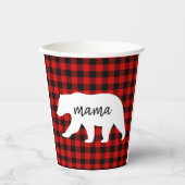 Modern Red Pläd and White Mama Bear Gift Pappbecher (Vorderseite)