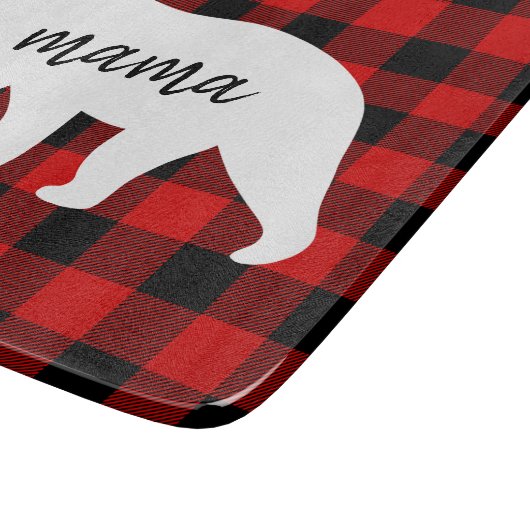 Modern Red Pläd and White Mama Bear Gift Schneidebrett (Ecke)