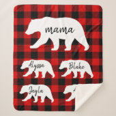 Modern Red Pläd and White Mama Bear Gift Sherpadecke (Vorderseite)