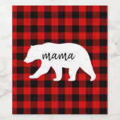 Modern Red Pläd and White Mama Bear Gift Weinetikett (Einzelnes Label)