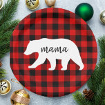 Modern Red Plaid And White Mama Bear Gift Pappteller<br><div class="desc">Modern Red Plaid And White Mama Bear Gift.Best Personalized Gift For Mothers day,  Christmas,  Woman's day or Mom Birthday. Surprise Mom With a Gift That’s As Amazing As She Is.</div>