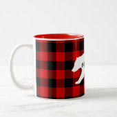 Modern Red Plaid And White Mama Bear Gift Zweifarbige Tasse (Links)