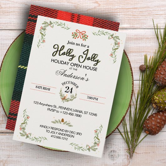 Modern Red Plaid Christmas Party Invitation Einladung