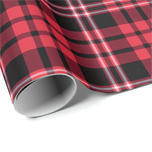 Modern Red Plaid Pattern Geschenkpapier (Rolleneckpunkt)