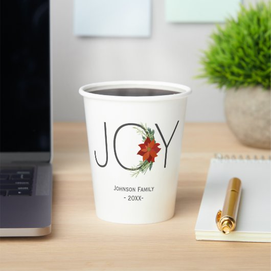 Modern Red poinsettia Holiday Freude Weihnachten Pappbecher (InSitu)