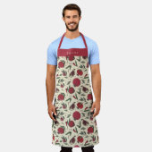 Modern Red Pomegranate Fruit Pattern Schürze (Getragen)
