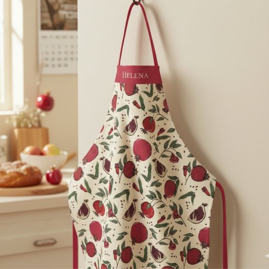 Modern Red Pomegranate Fruit Pattern Schürze