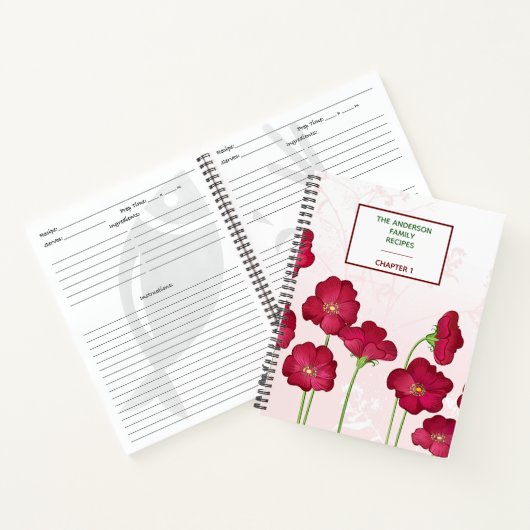 Modern Red Poppies Musterfamilie Rezept Buch (Innenseite)