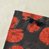 Modern Red Poppy Muster Monogram on Slate Gray Strandtuch (Beispiel)