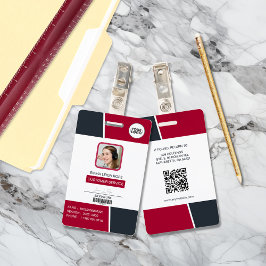 Modern Red Professional Employee Photo ID Ausweis