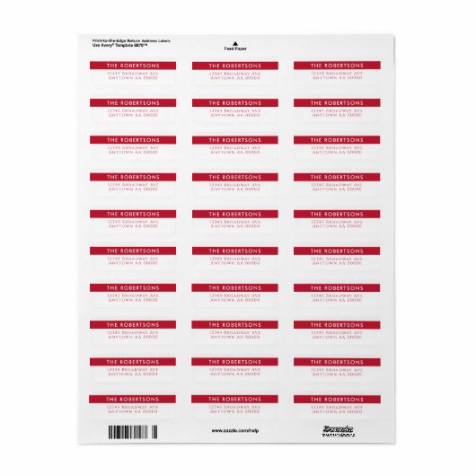Modern Red Return Address Label (Vorne)