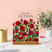 Modern Red Rose Minimalist Name I Love You Acrylschild (Hochzeit)