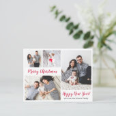 Modern Red Script 5 Foto Weihnachtsfeiertag Postkarte (Stehend Vorderseite)