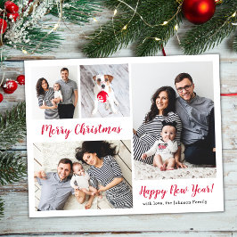 Modern Red Script 5 Foto Weihnachtsfeiertag Postkarte