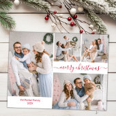 Modern Red Script 5 Multiple Christmas Foto Postkarte