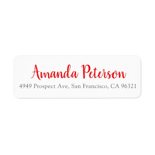 Modern Red Script Address Label (Vorne)