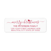 Modern Red Script Christmas Return Address Label (Vorne)