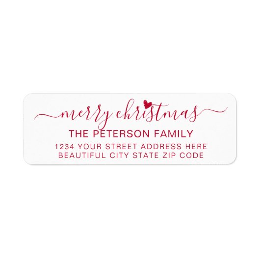 Modern Red Script Christmas Return Address Label (Vorne)