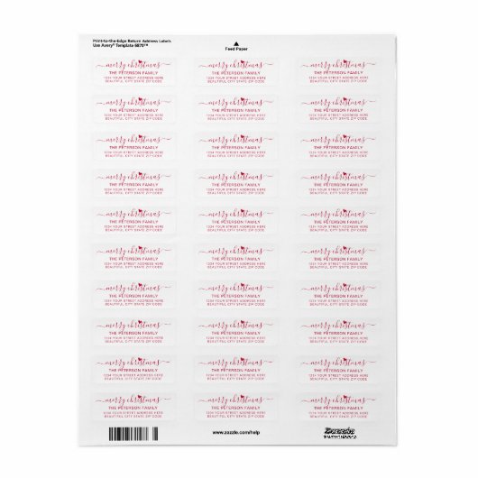 Modern Red Script Christmas Return Address Label (Vorne)
