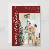 Modern Red Script Frohe Weihnachten 5 Foto (Vorderseite)