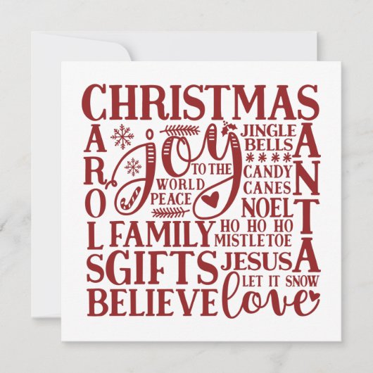 Modern Red Script Fun Weihnachten Subway Art (Vorderseite)