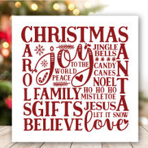 Modern Red Script Fun Weihnachten Subway Art