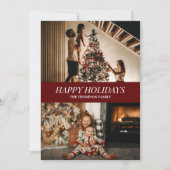 Modern Red Script Happy Holidays Weihnachten Foto (Vorderseite)