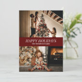 Modern Red Script Happy Holidays Weihnachten Foto (Stehend Vorderseite)