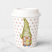 Modern Red Script HoSeptember Gnomies Holiday Pappbecher (Rückseite)