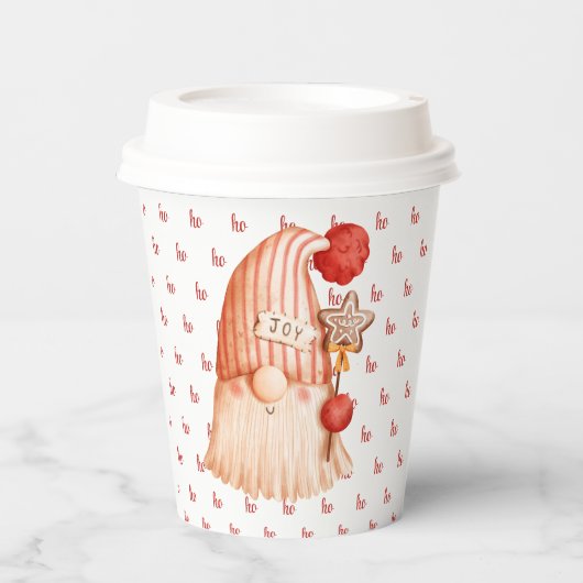 Modern Red Script HoSeptember Gnomies Holiday Pappbecher (Vorderseite)