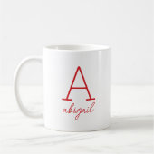 Modern Red Script Minimalistisch Simple Monogram Kaffeetasse (Links)