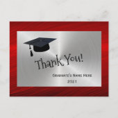 Modern Red Silver Cap Danke Abschluss Postkarte (Vorderseite)