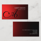 Modern Red Simple Monogram Business Card Visitenkarte (Vorne/Hinten)