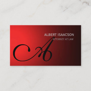 Modern Red Simple Monogram Business Card Visitenkarte