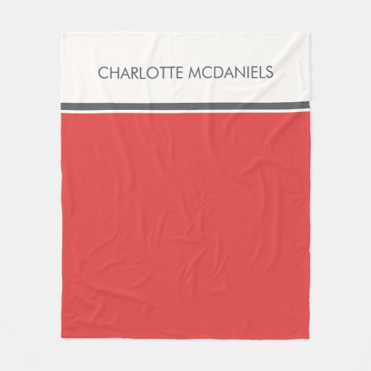 Modern Red Simple Personalisiert Name Fleecedecke (Vorderseite)