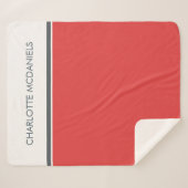 Modern Red Simple Personalisiert Name Sherpadecke (Vorderseite (Horizontal))