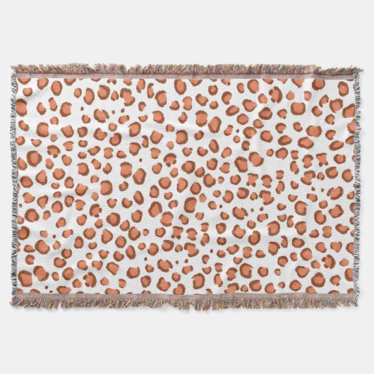 Modern Red Snow Leopard Animal Print Muster Decke (Vorderseite)