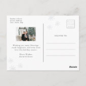 Modern Red Snowflake Foto Weihnachten Postkarte (Rückseite)