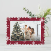 Modern Red Snowflake Frohe Weihnachten Foto (Stehend Vorderseite)
