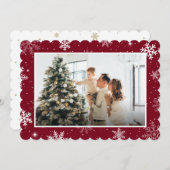 Modern Red Snowflake Frohe Weihnachten Foto (Vorne/Hinten)