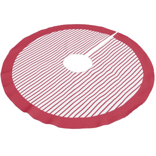 Modern Red Stripes Christmas Polyester Weihnachtsbaumdecke (Schrägansicht)