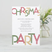 Modern Red Strips Green Gold Weihnachten Party Einladung (Stehend Vorderseite)