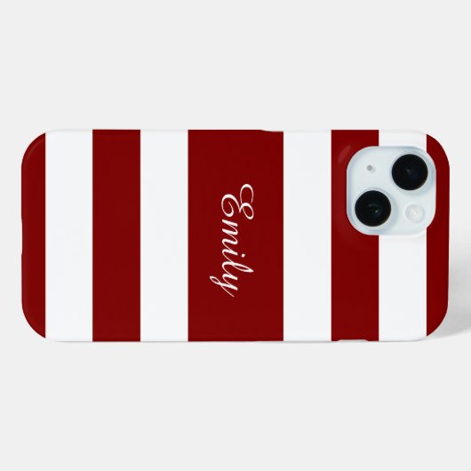 Modern Red Strips Name Case-Mate iPhone Hülle (Rückseite (Horizontal))