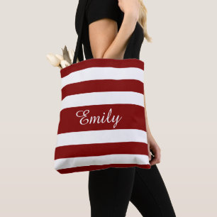 Modern Red Strips Name Tasche