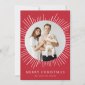 Modern Red Sunburst Frohe Weihnachten 2 Foto (Vorderseite)