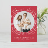 Modern Red Sunburst Frohe Weihnachten 2 Foto (Stehend Vorderseite)