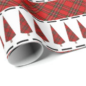 Modern Red Tartan Weihnachtsbaum Muster Geschenkpapier (Rolleneckpunkt)
