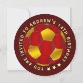 Modern Red Text Soccer Ball Birthday Invitation  Save The Date (Rückseite)