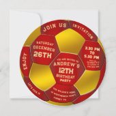 Modern Red Text Soccer Ball Birthday Invitation  Save The Date (Vorderseite)